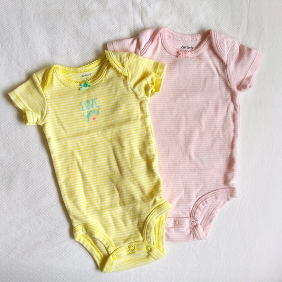 mixed brands 5-pack pastel bodysuit diaper shirt bundle 3 months baby girl - Picture 5 of 8